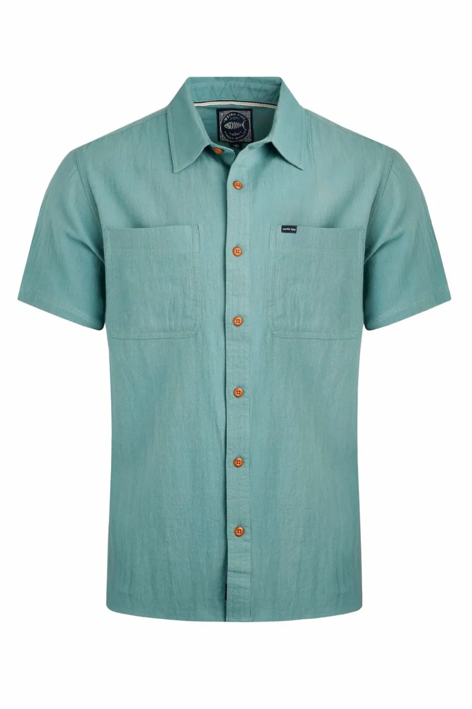 Weird Fish Shirts|Linen|Hinton Organic Cotton and Linen Crepe Shirt Mineral Blue
