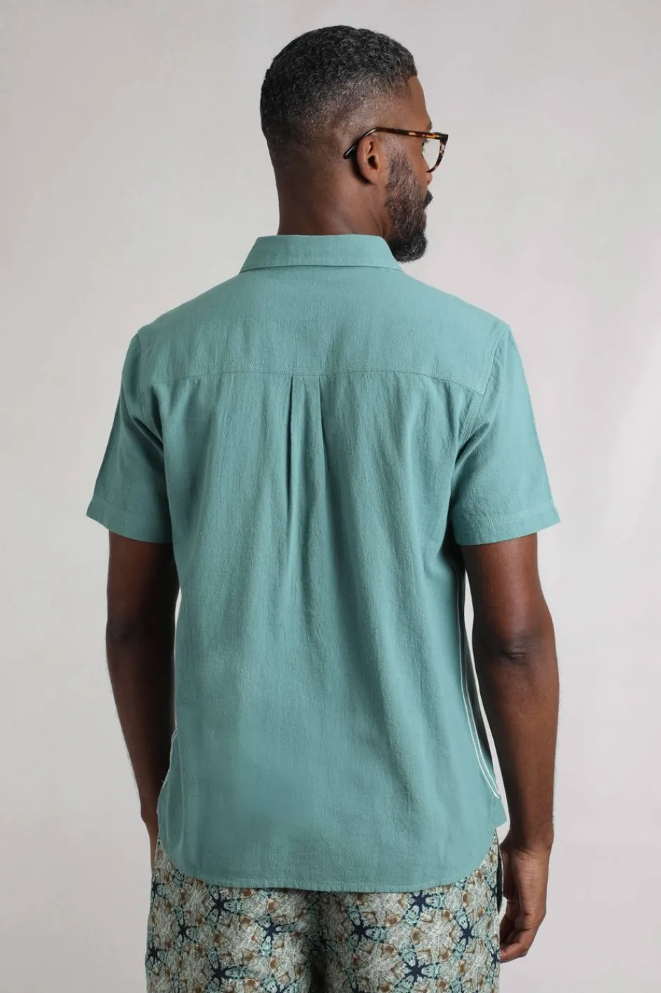 Weird Fish Shirts|Linen|Hinton Organic Cotton and Linen Crepe Shirt Mineral Blue