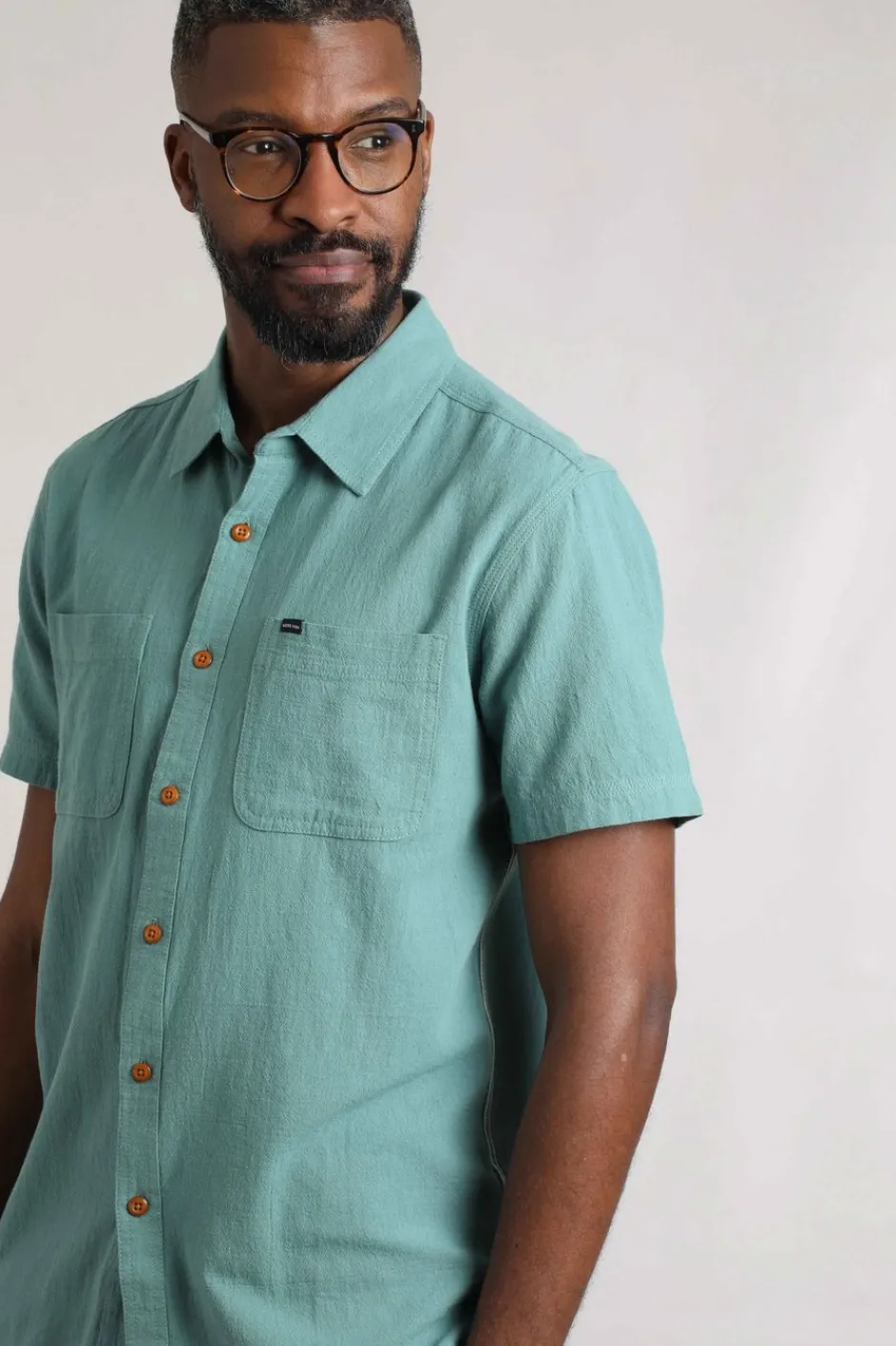 Weird Fish Shirts|Linen|Hinton Organic Cotton and Linen Crepe Shirt Mineral Blue