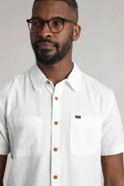 Weird Fish Shirts|Linen|Hinton Organic Cotton and Linen Crepe Shirt Dusty White