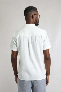 Weird Fish Shirts|Linen|Hinton Organic Cotton and Linen Crepe Shirt Dusty White
