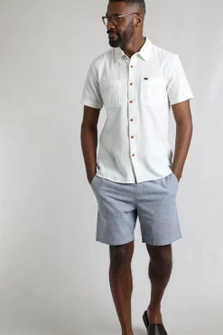 Weird Fish Shirts|Linen|Hinton Organic Cotton and Linen Crepe Shirt Dusty White