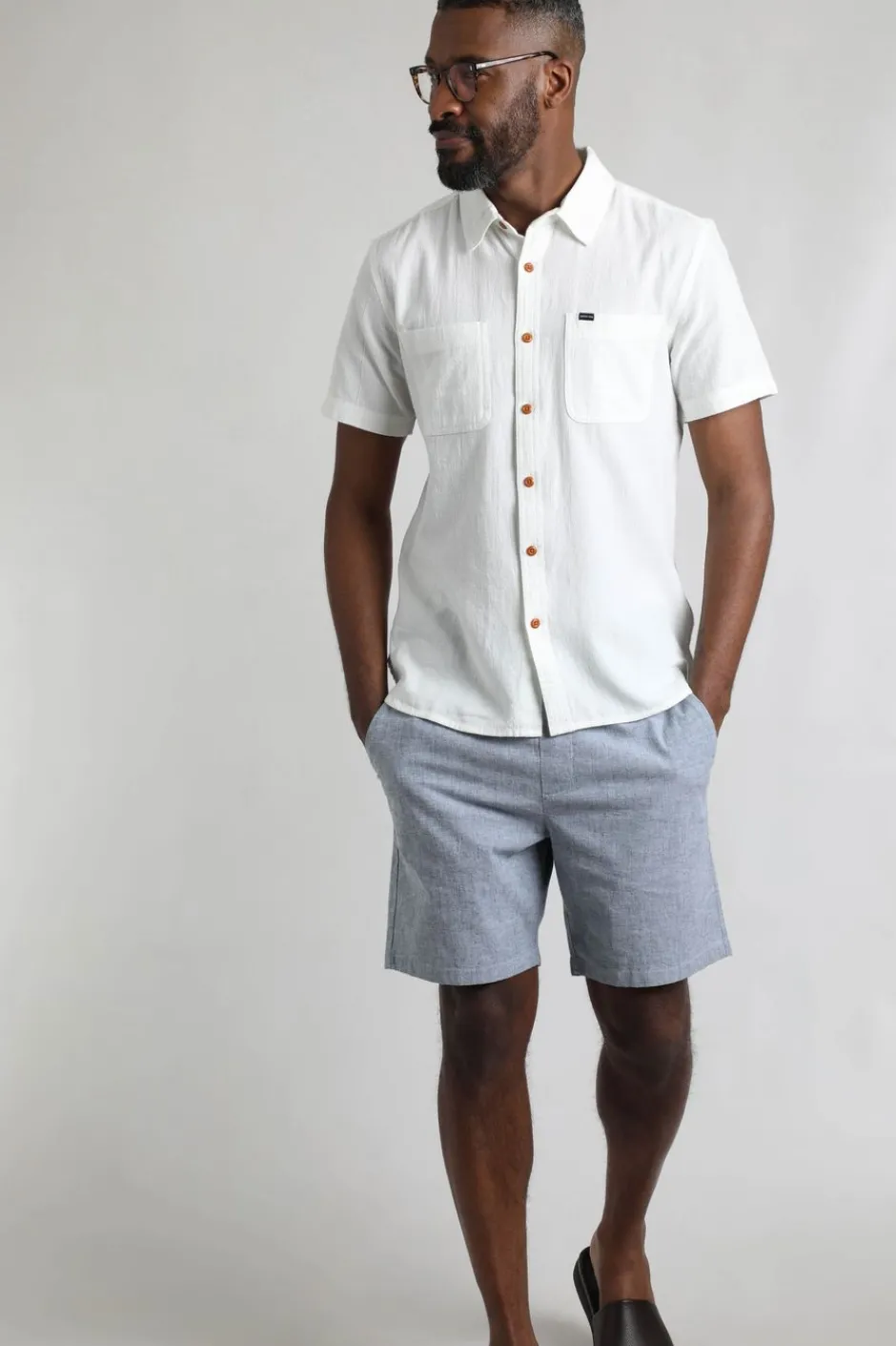 Weird Fish Shirts|Linen|Hinton Organic Cotton and Linen Crepe Shirt Dusty White