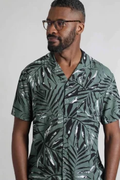 Weird Fish Shirts|Holborn Eco Viscose Hawaiian Shirt Army Green