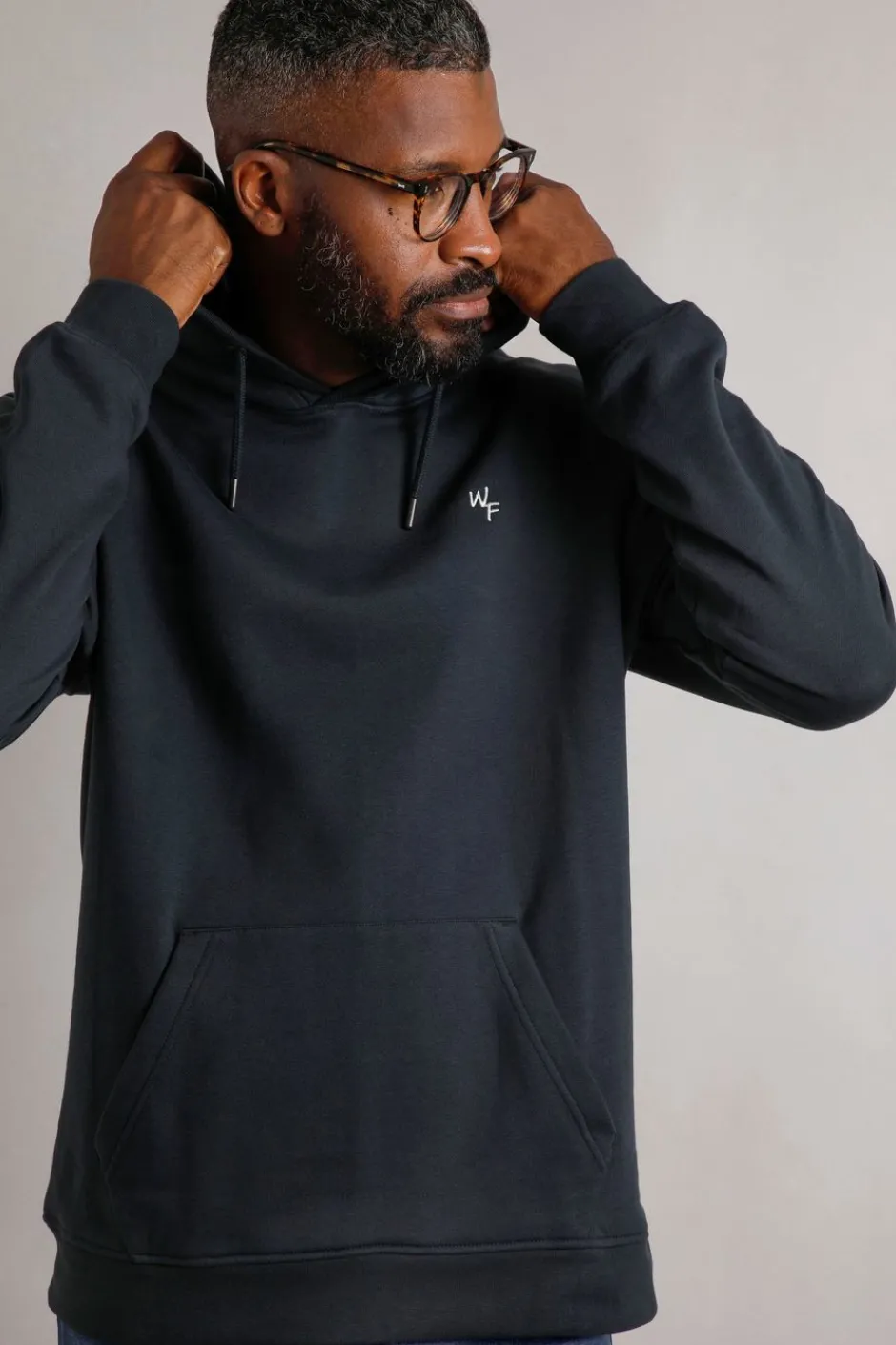 Weird Fish Sweatshirts & Hoodies|Hugo Eco Branded Popover Hoodie Navy