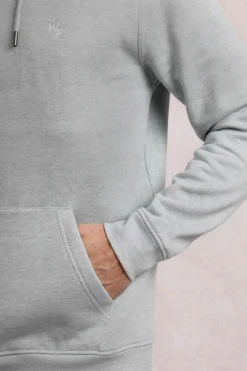 Weird Fish Sweatshirts & Hoodies|Hugo Eco Branded Popover Hoodie Grey Marl