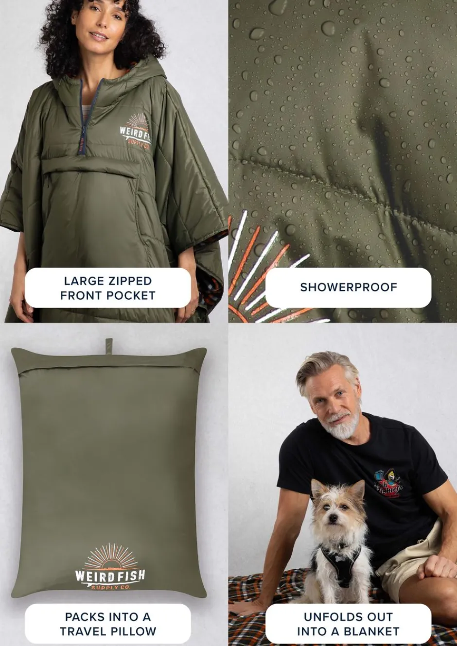 Weird Fish Swimwear & Changing Robes|Swimwear|Indiana Showerproof Blanket Robe Fir Green