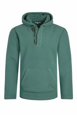 Weird Fish Sweatshirts & Hoodies|Inglewood Button Neck Grid Fleece Hoodie Ivy