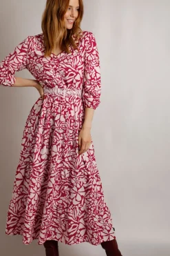 Weird Fish Dresses|Isha LivaEco™ Printed Viscose Dress Antique Cherry