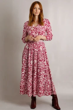 Weird Fish Dresses|Isha LivaEco™ Printed Viscose Dress Antique Cherry