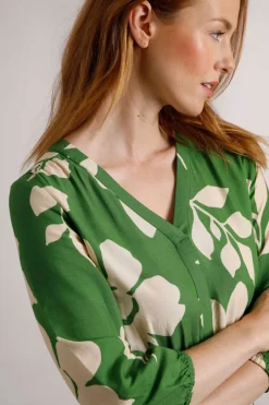 Weird Fish Dresses|Isha LivaEco™ Printed Viscose Dress Moss Green