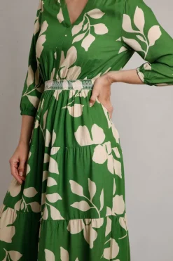 Weird Fish Dresses|Isha LivaEco™ Printed Viscose Dress Moss Green
