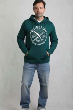Weird Fish Sweatshirts & Hoodies|Jamie Branded Popover Sweatshirt Hoodie Forest Green