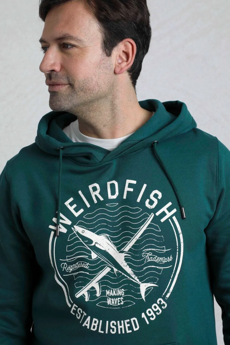 Weird Fish Sweatshirts & Hoodies|Jamie Branded Popover Sweatshirt Hoodie Forest Green