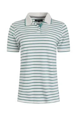 Weird Fish Tunics|Tops & T-Shirts|Janely Organic Cotton Striped Pique Polo Mineral Blue