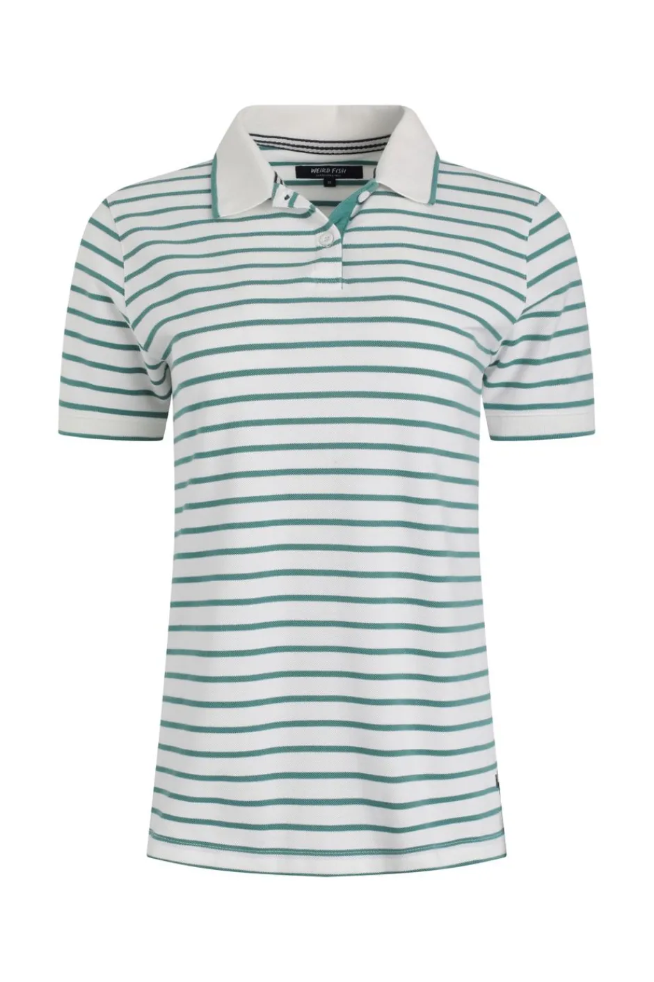 Weird Fish Tunics|Tops & T-Shirts|Janely Organic Cotton Striped Pique Polo Mineral Blue