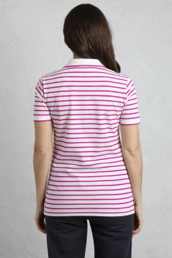 Weird Fish Tunics|Tops & T-Shirts|Janely Organic Cotton Striped Pique Polo Dark Raspberry
