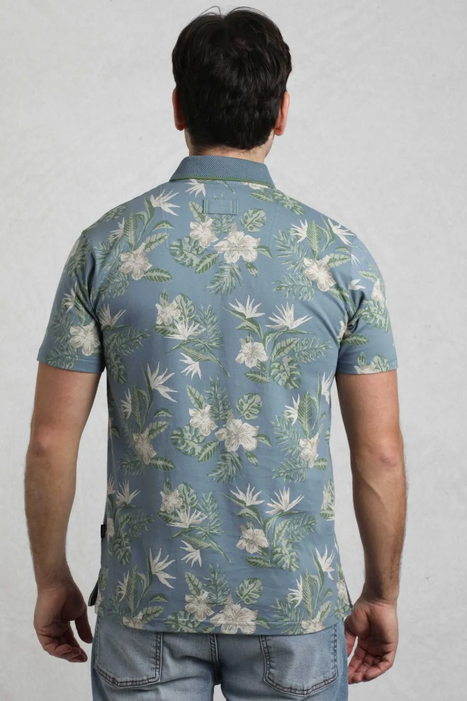 Weird Fish Polo & Rugby Shirts|Jarat Printed Jersey Polo Blue Mirage