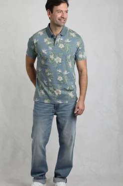 Weird Fish Polo & Rugby Shirts|Jarat Printed Jersey Polo Blue Mirage