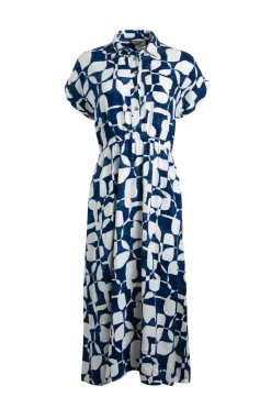 Weird Fish Dresses|Linen|Jaye Linen Rich Printed Shirt Dress Oceano