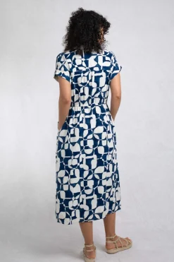 Weird Fish Dresses|Linen|Jaye Linen Rich Printed Shirt Dress Oceano