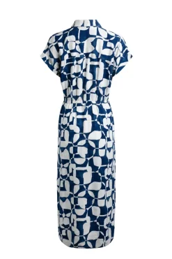 Weird Fish Dresses|Linen|Jaye Linen Rich Printed Shirt Dress Oceano