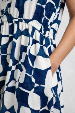Weird Fish Dresses|Linen|Jaye Linen Rich Printed Shirt Dress Oceano