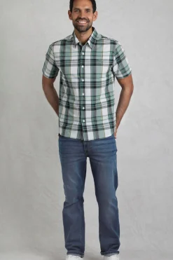 Weird Fish Shirts|Judd Organic Cotton Short Sleeve Check Shirt Dusty White
