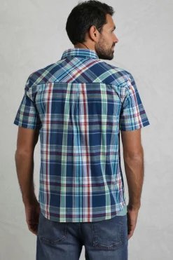 Weird Fish Shirts|Judd Organic Cotton Short Sleeve Check Shirt Estate blue