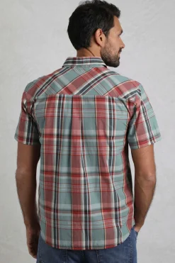 Weird Fish Shirts|Judd Organic Cotton Short Sleeve Check Shirt Mineral Blue