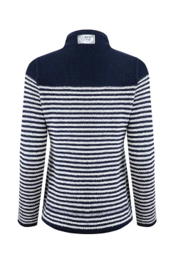 Weird Fish Sweatshirts & Hoodies|Juliet 1/4 Zip Stripe Eco Macaroni Navy