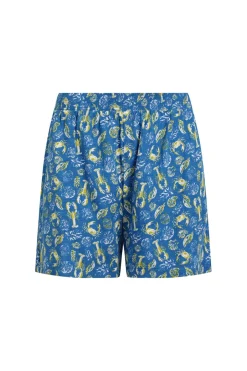 Weird Fish Shorts|Kanada EcoVero™ Printed Viscose Shorts Adriatic Blue