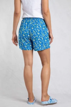 Weird Fish Shorts|Kanada EcoVero™ Printed Viscose Shorts Adriatic Blue