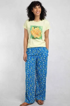 Weird Fish Leggings|Jumpsuits & Playsuits|Kannina EcoVero™ Printed Viscose Trousers Adriatic Blue