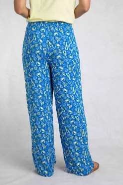 Weird Fish Leggings|Jumpsuits & Playsuits|Kannina EcoVero™ Printed Viscose Trousers Adriatic Blue