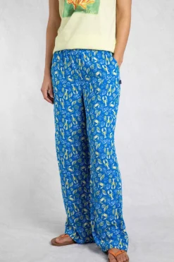 Weird Fish Leggings|Jumpsuits & Playsuits|Kannina EcoVero™ Printed Viscose Trousers Adriatic Blue