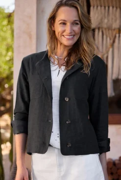 Weird Fish Coats, Jackets And Gilets|Linen|Karsten Relaxed Linen Jacket Navy