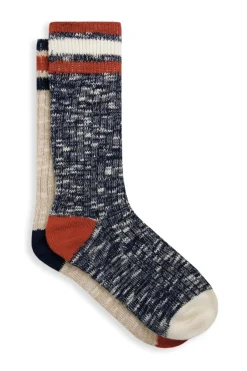 Weird Fish Socks & Underwear|Socks & Underwear|Karumba Striped Fleck Socks 2 Pack Nut