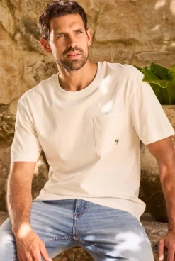 Weird Fish T-Shirts|Keaton Organic Cotton Super Soft Pocket T-Shirt Light Cream