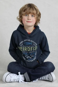 Weird Fish Kids Fleece & Hoodies|Kelvin Kids Graphic Hoodie Navy