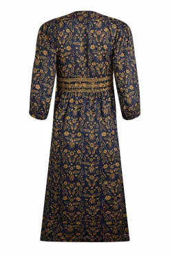 Weird Fish Dresses|Kerina Organic Cotton Printed Midi Dress Ink