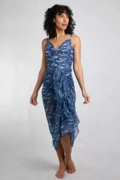 Weird Fish Swimwear & Changing Robes|Swimwear|Kiera Recycled Polyester Sarong Scarf Ensign Blue