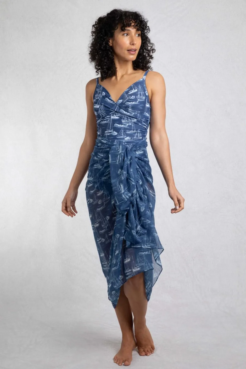 Weird Fish Swimwear & Changing Robes|Swimwear|Kiera Recycled Polyester Sarong Scarf Ensign Blue