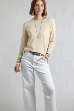 Weird Fish Jumpers & Cardigans|Knitwear|Kinga Lightweight Knit Jumper Light Cream