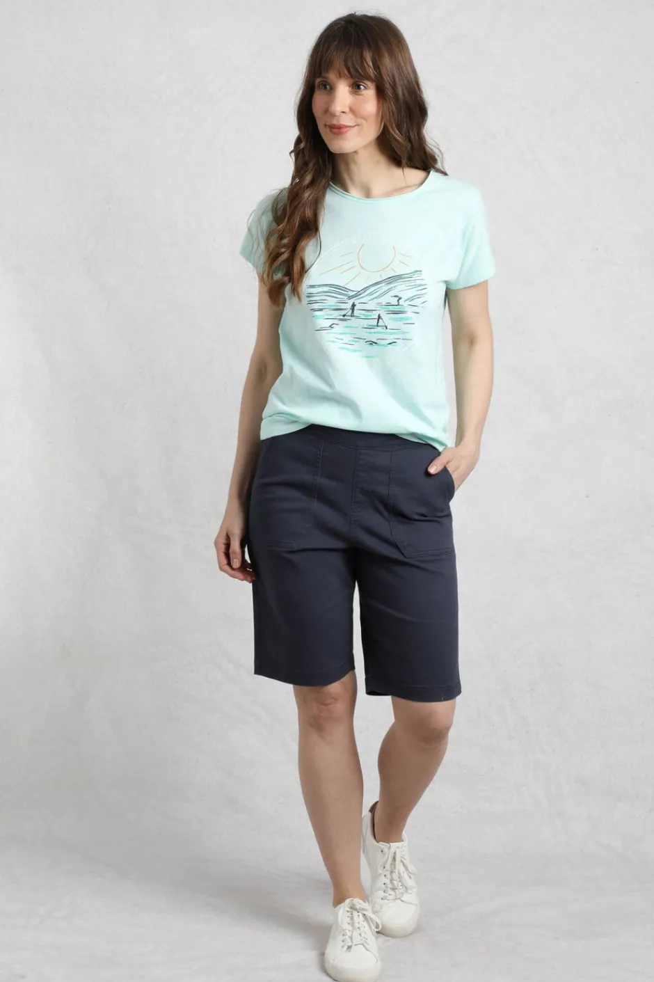 Weird Fish Shorts|Kinnie Flat Front Shorts Navy