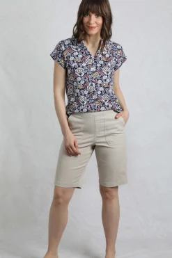 Weird Fish Shorts|Kinnie Flat Front Shorts Stone