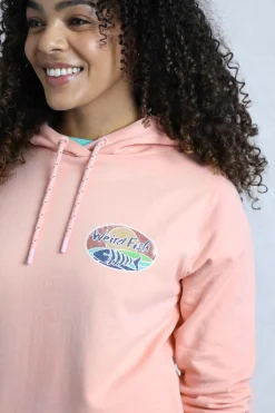 Weird Fish Sweatshirts & Hoodies|Kira Eco Back Print Popover Hoodie Dusty Rose