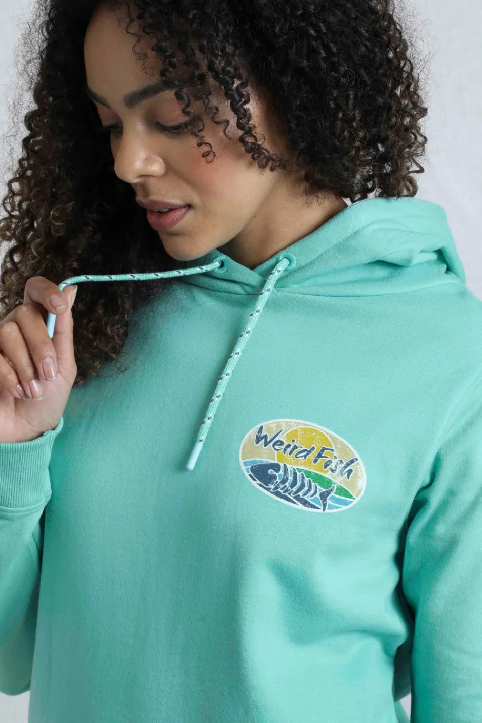 Weird Fish Sweatshirts & Hoodies|Kira Eco Back Print Popover Hoodie Aqua Marine