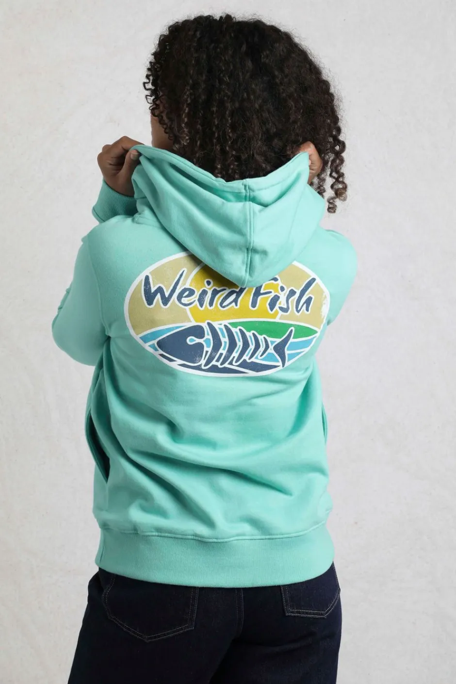 Weird Fish Sweatshirts & Hoodies|Kira Eco Back Print Popover Hoodie Aqua Marine