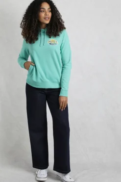 Weird Fish Sweatshirts & Hoodies|Kira Eco Back Print Popover Hoodie Aqua Marine